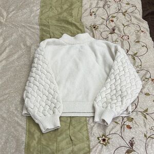 Joe Fresh White Sweater with Braided Sleeves
